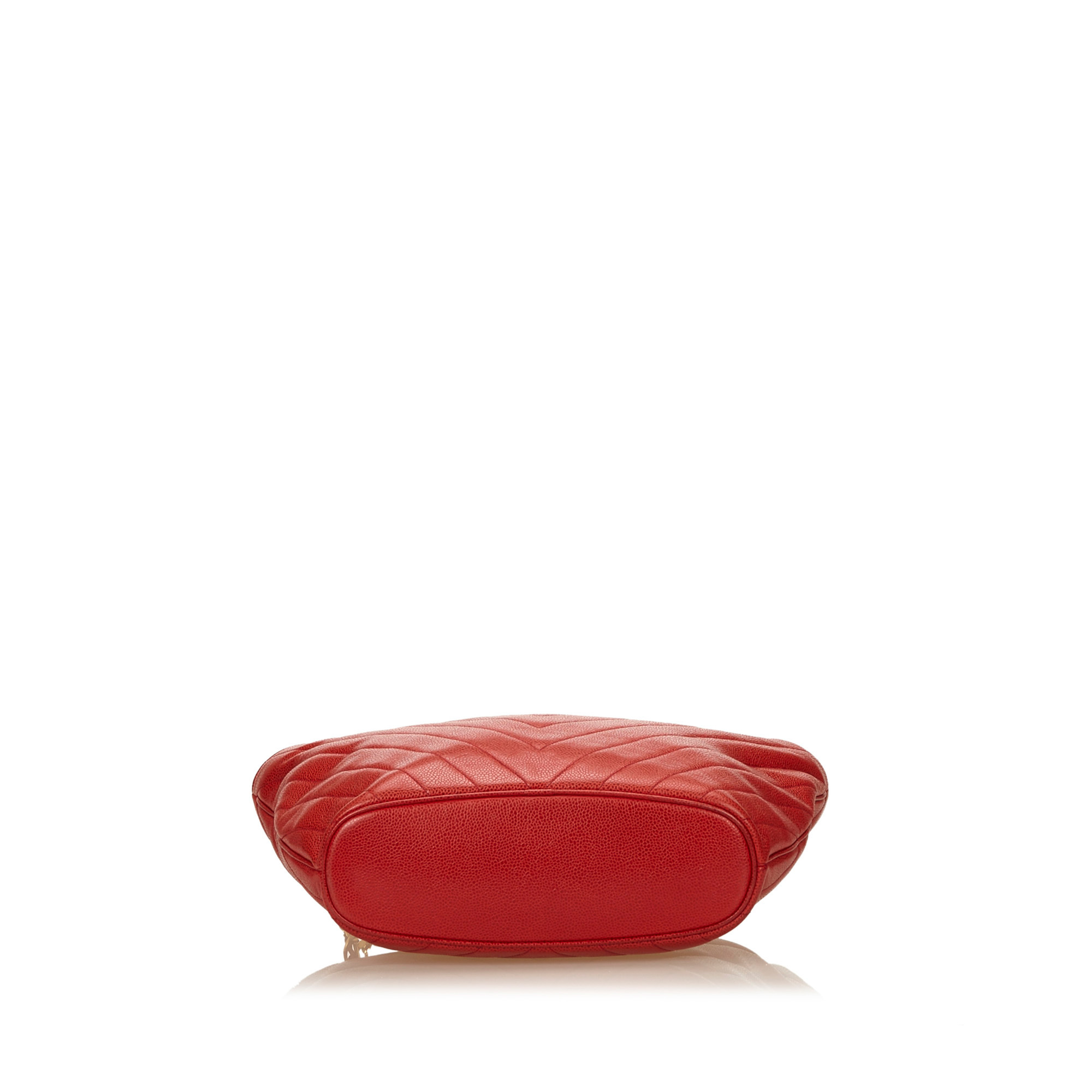 Pre-Loved Chanel Red Caviar Leather Chevron Shoulder Bag France | eBay
