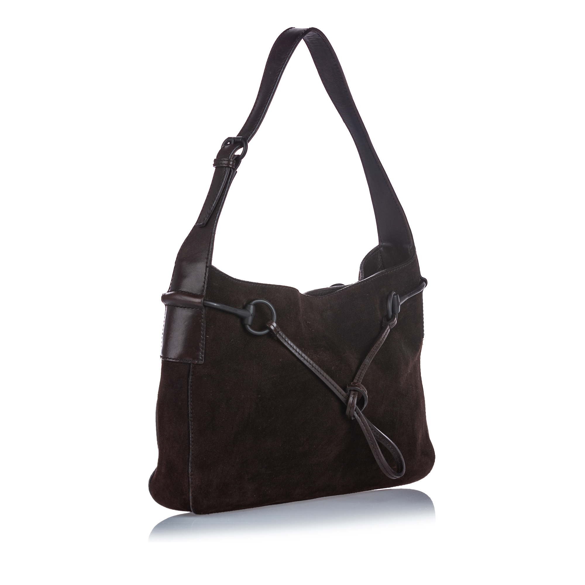 Pre-Loved Gucci Brown Dark Suede Leather Horsebit Shoulder Bag ITALY | eBay