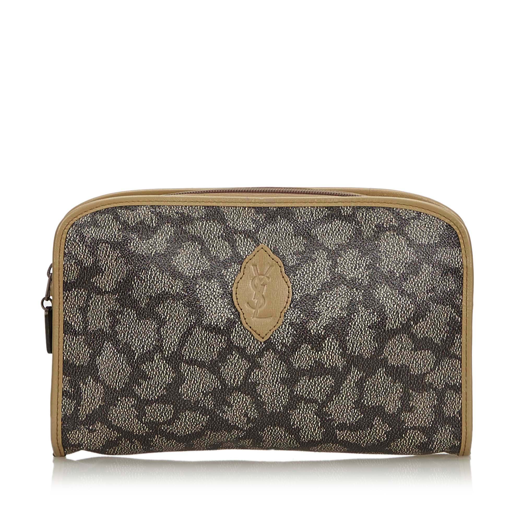 Details About Pre Loved Ysl Gray Pvc Plastic Printed Clutch Bag France