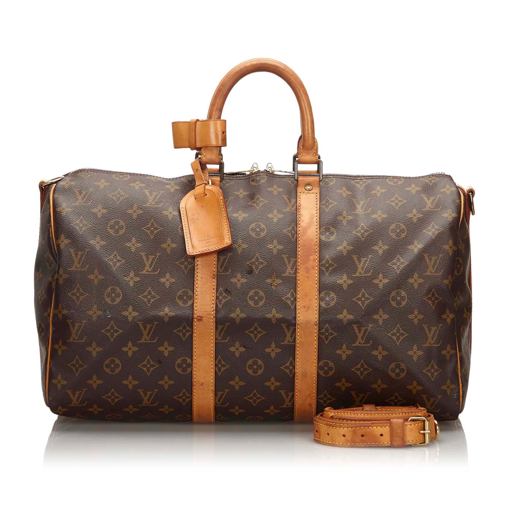Pre-Loved Louis Vuitton Brown Monogram Keepall Bandouliere 45 France | eBay