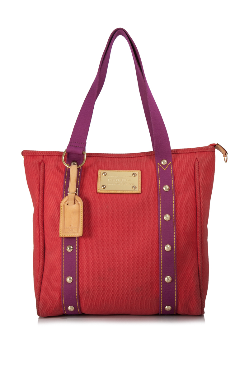 Pre-Loved Louis Vuitton Red Canvas Fabric Antigua Cabas MM France | eBay