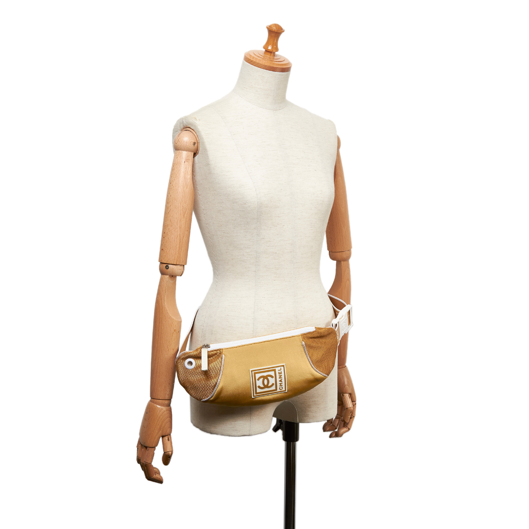 Pre-Loved Chanel Gold Nylon Fabric CC Sports Line Belt Bag Italy | eBay