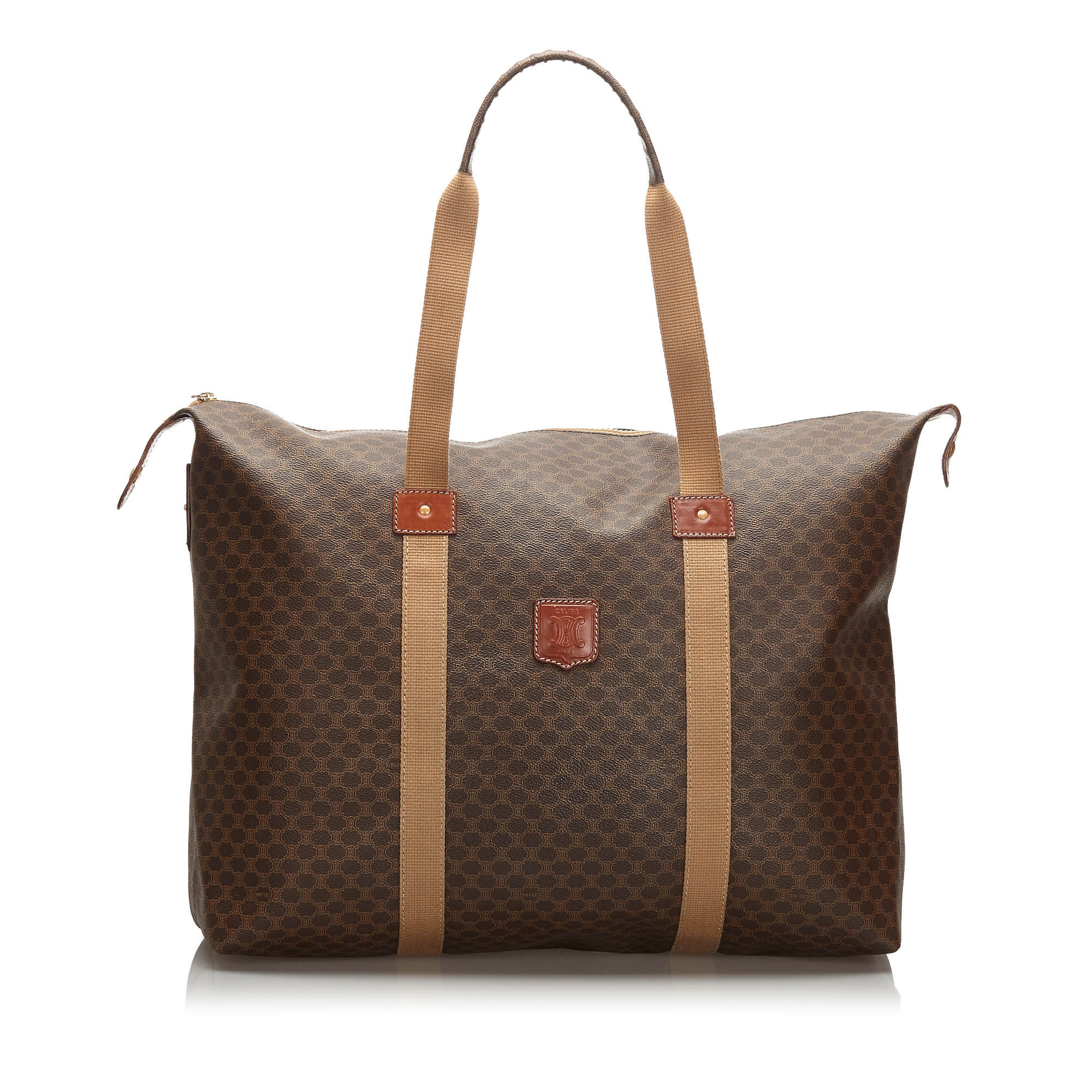 Pre-Loved Celine Brown Dark PVC Plastic Macadam Travel Bag France | eBay