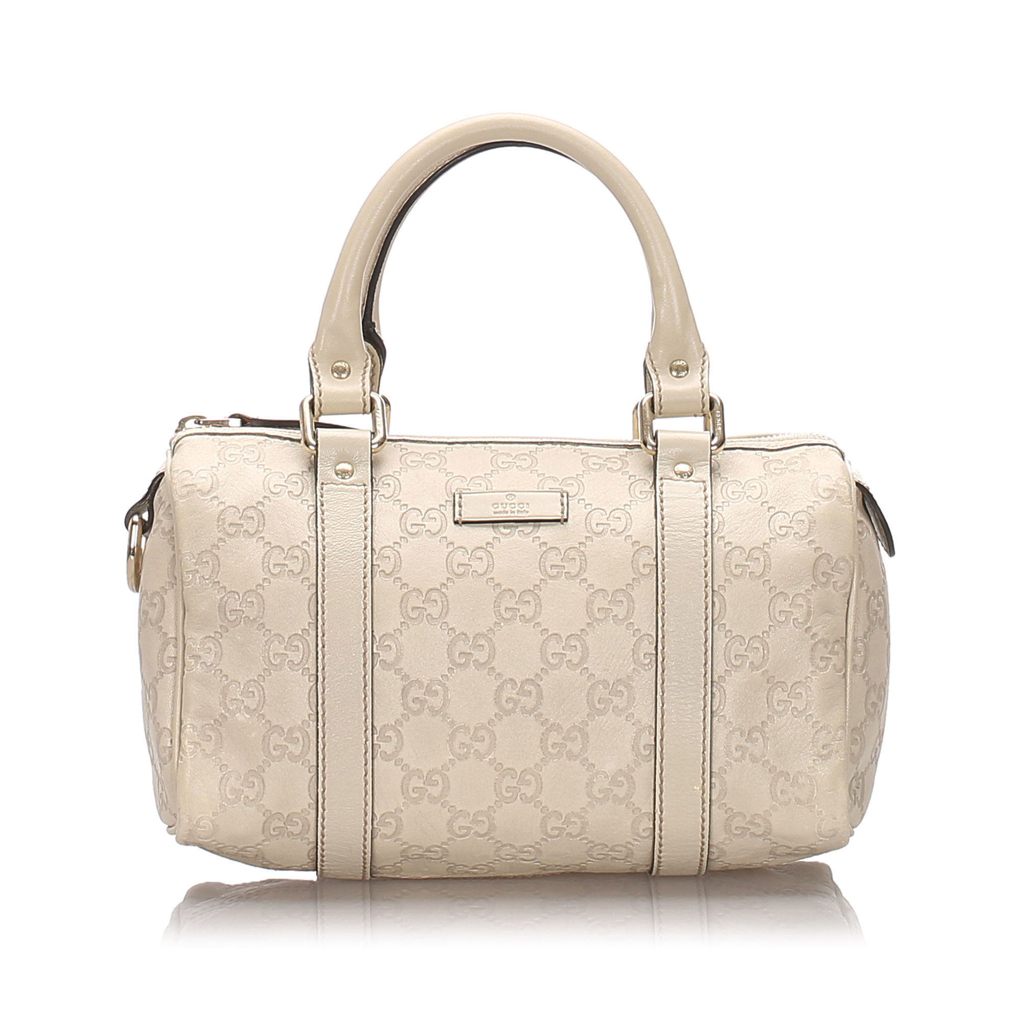 Pre-Loved Gucci White Ivory Canvas Fabric GG Joy Boston Bag Italy | eBay