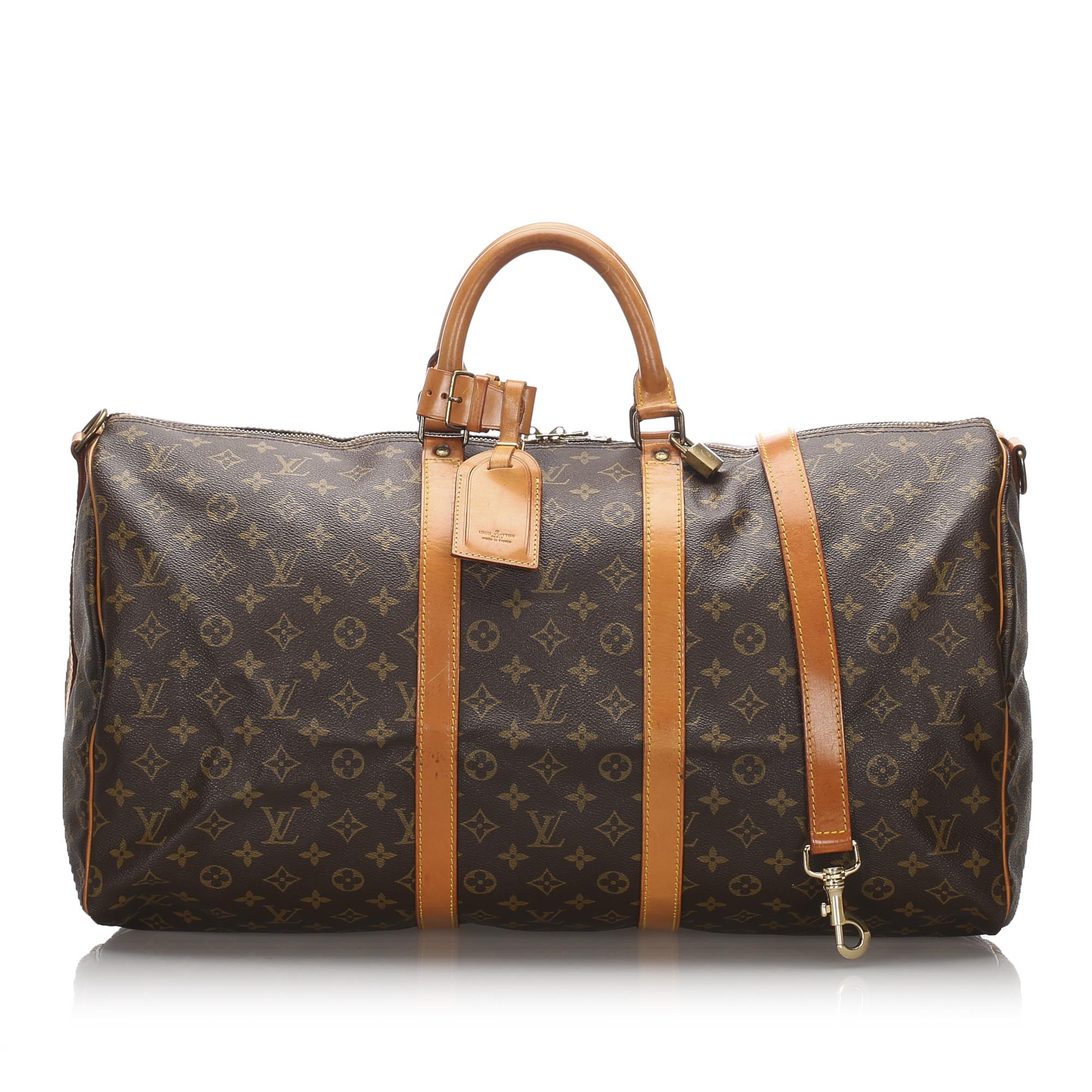 Pre-Loved Louis Vuitton Brown Monogram Keepall Bandouliere 55 France | eBay