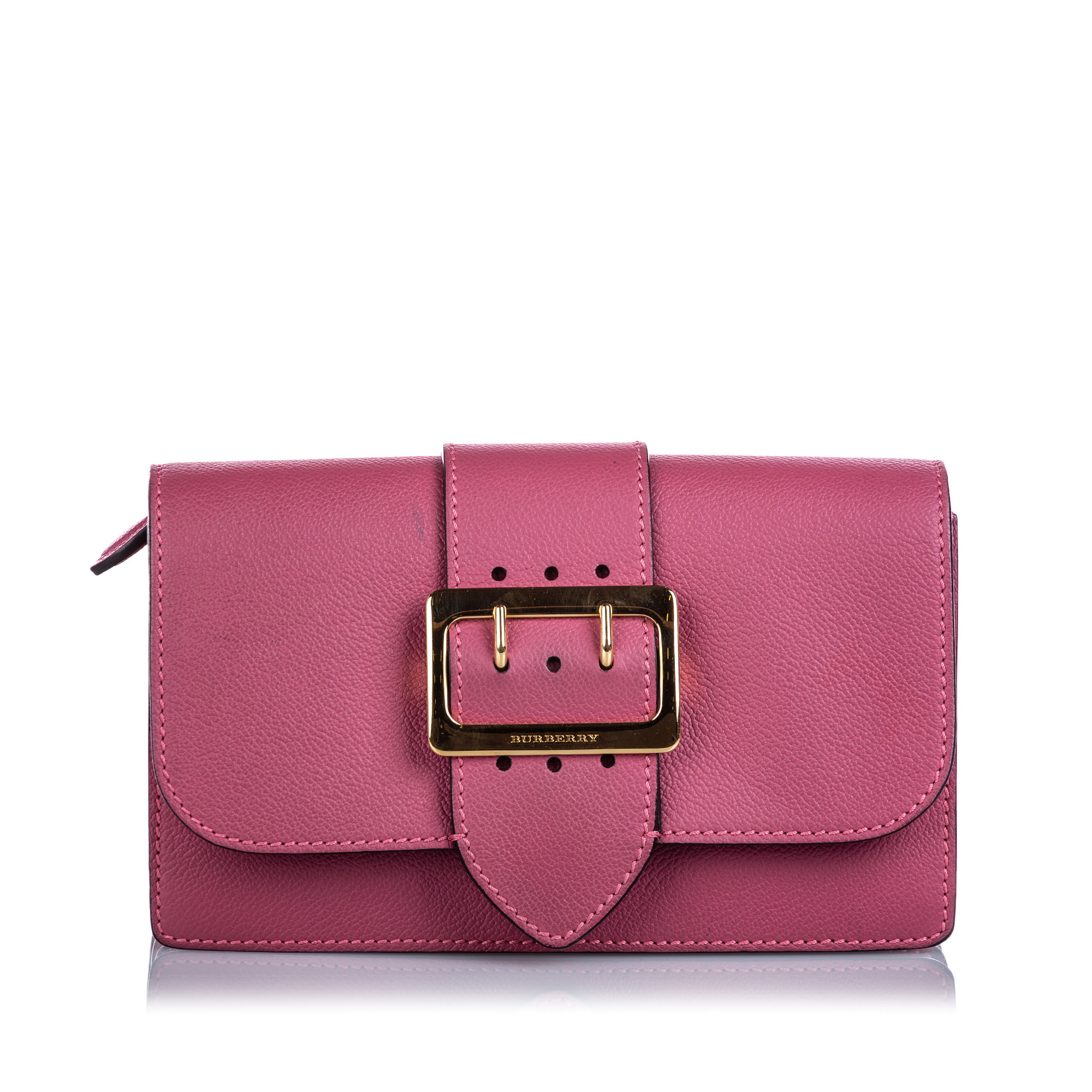 Pre-Loved Burberry Pink Calf Leather Buckle Crossbody Bag ITALY | eBay